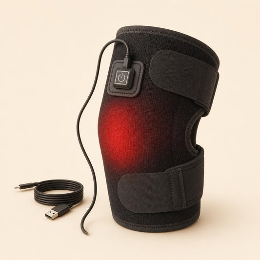 Rodillera térmica Calora con calor activado y cable USB